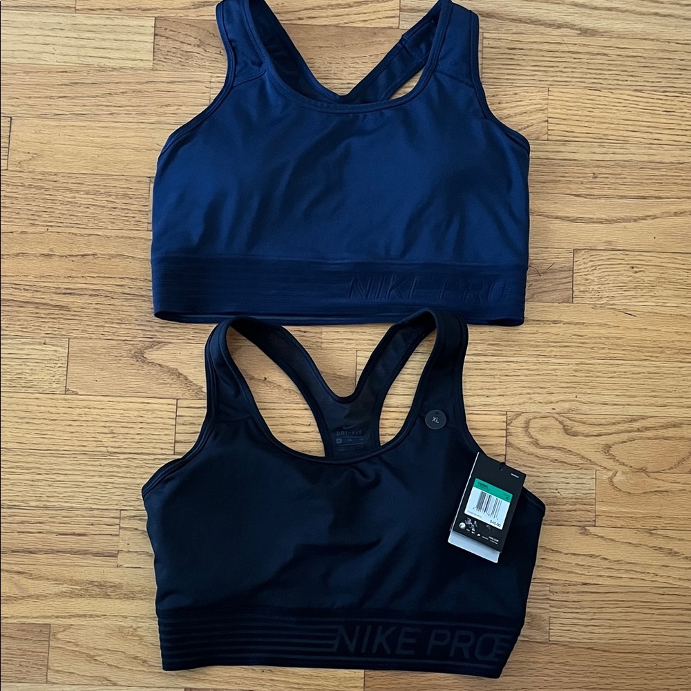 Nike Women's Pro Sports Bra Duo - Dark Blue and Black